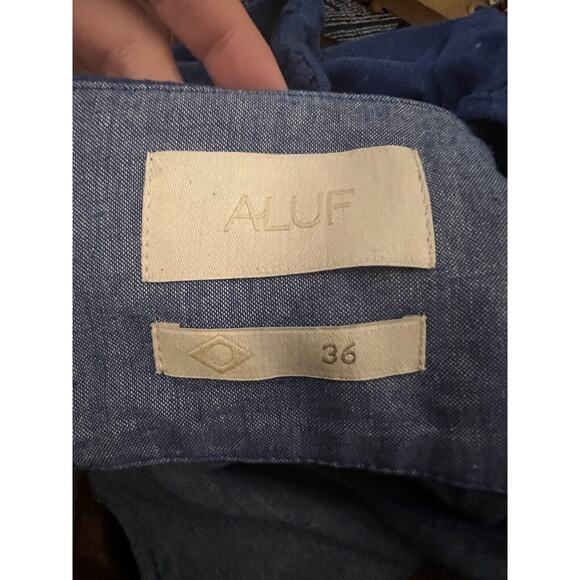 ALUF Blue Cotton Blend Off The Shoulder Puff Sleeve Crop Top Blue EU 36 US 4 - Picture 3 of 4